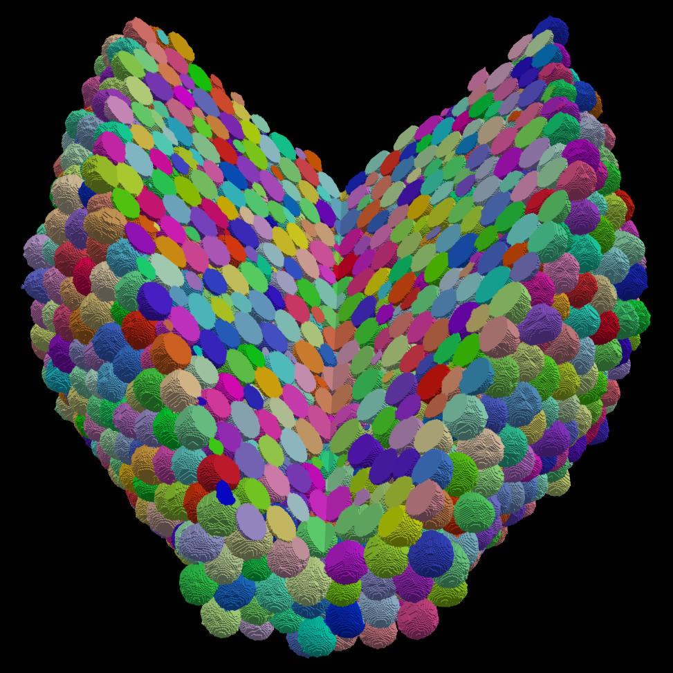 Three-dimensional foam flowing through a hopper